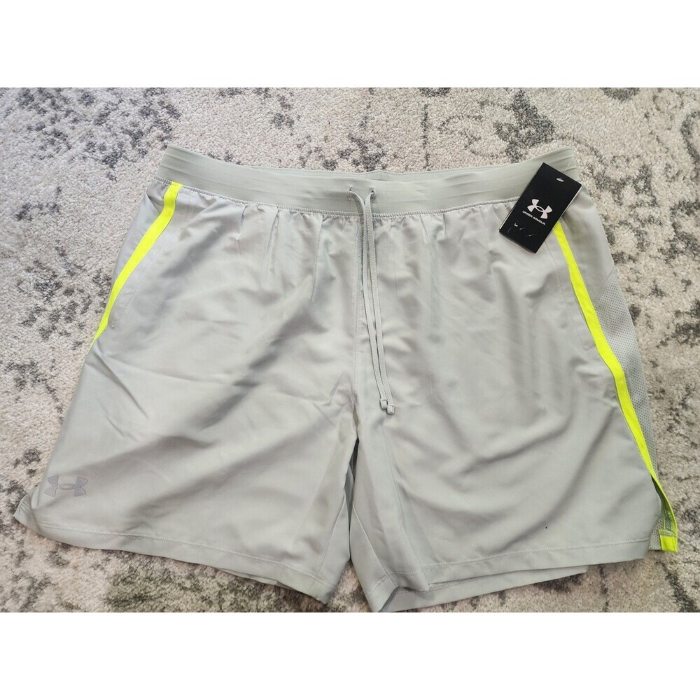 Under Armour Launch Running Shorts Mens 2XL Grey Fitted Heatgear w/ 7” inseam